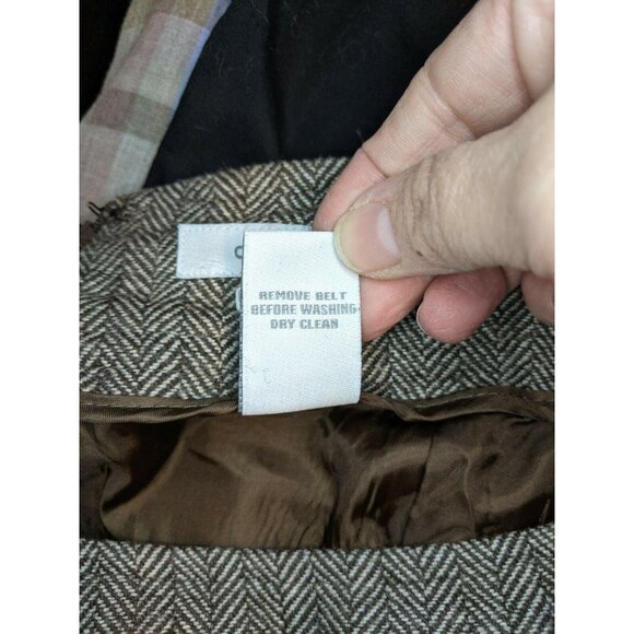 Dressbarn Size 10 Skirt Herringbone Brown Tan Pleated Lined Wool Blend - Picture 5 of 5